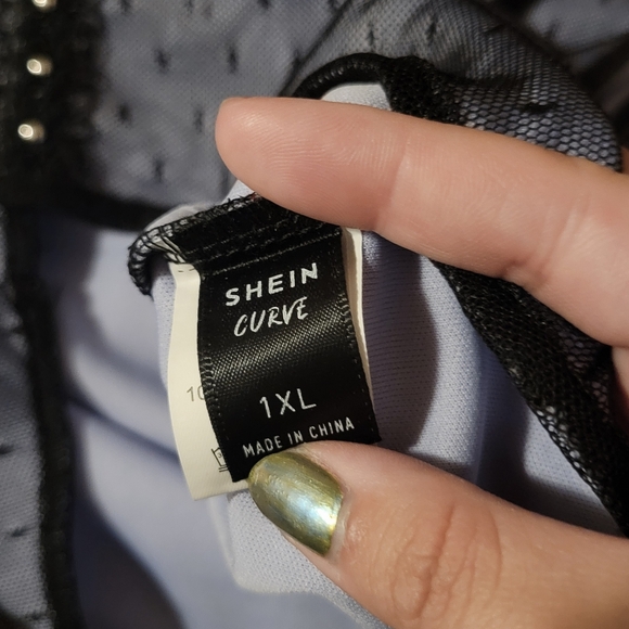 Purple Sheer Lace Goth Grunge Crop Top - Picture 3 of 4